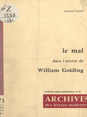 cover image of Le mal, dans l'œuvre de William Golding